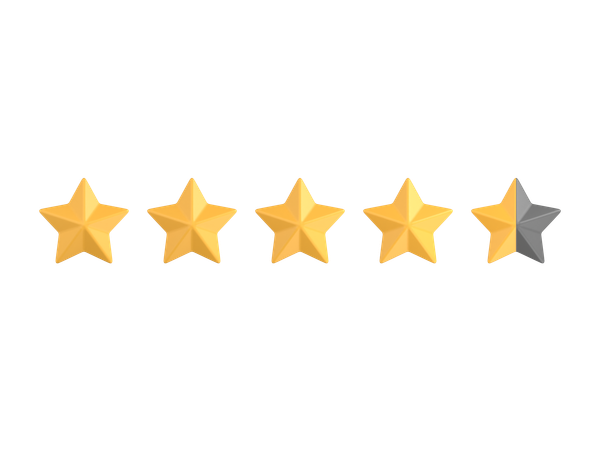 Calificación de cuatro punto cinco estrellas  3D Icon