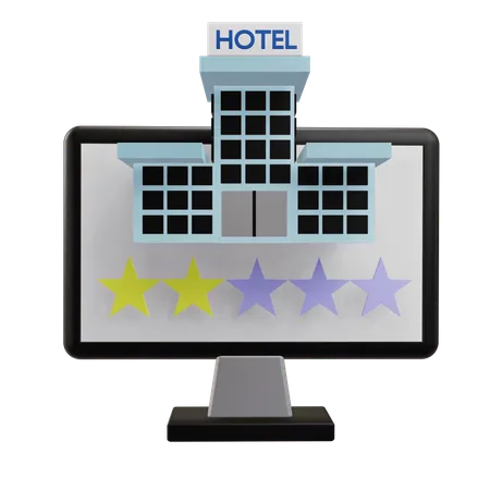 Calificación de hoteles en línea  3D Icon