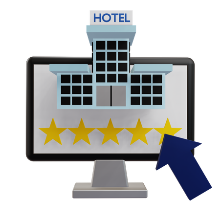 Calificación de hoteles en línea  3D Icon