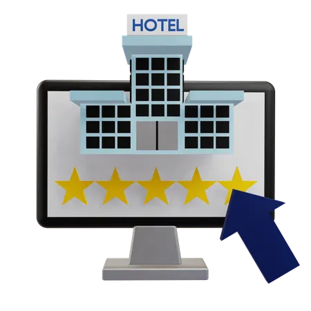 Calificación de hoteles en línea  3D Icon