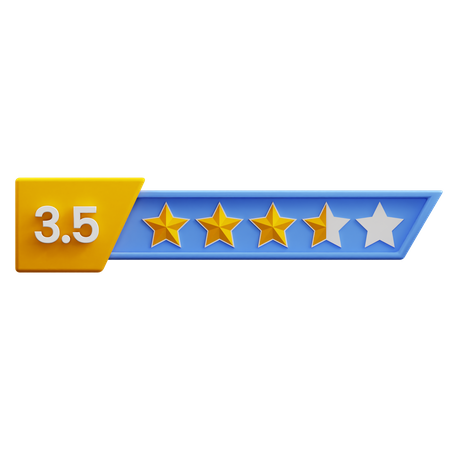 Calificación de tres punto cinco estrellas  3D Icon