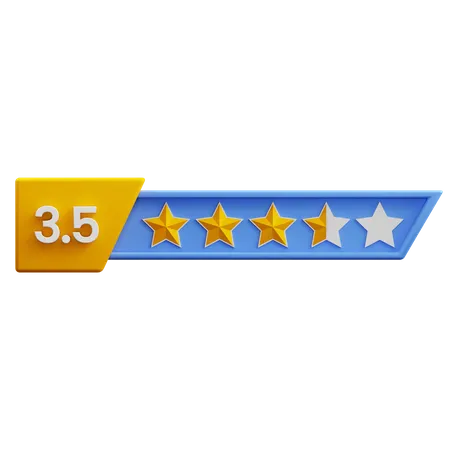 Calificación de tres punto cinco estrellas  3D Icon