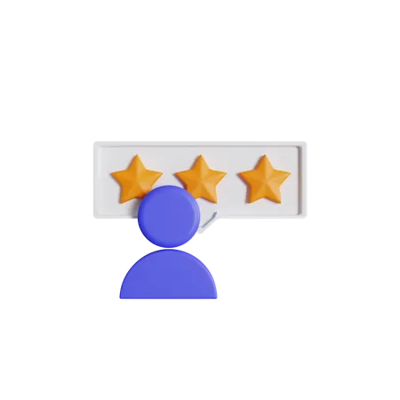 Calificación de usuario de tres estrellas  3D Icon