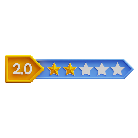 Dos de cinco estrellas  3D Icon