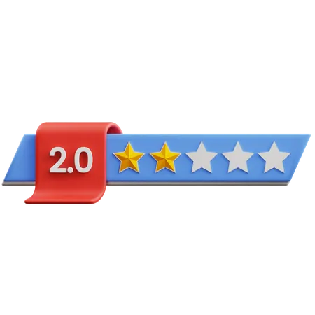 Dos de cinco estrellas  3D Icon