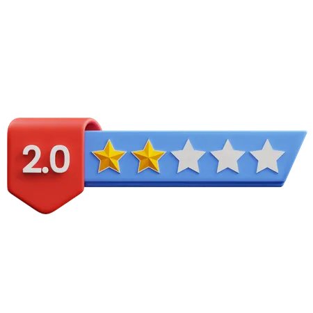 Dos de cinco estrellas  3D Icon