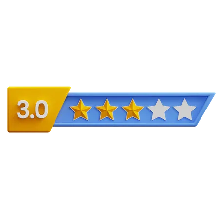 Calificación tres de cinco estrellas  3D Icon