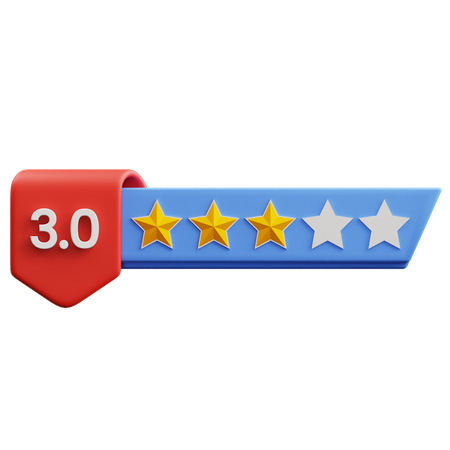 Calificación tres de cinco estrellas  3D Icon