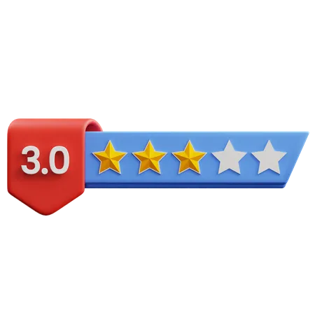 Calificación tres de cinco estrellas  3D Icon