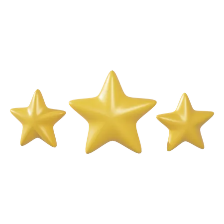 Representacion 3 D De 3 Estrellas Aisladas En Blanco 3D Illustration