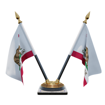 California Double Desk Flag Stand 3D Illustration