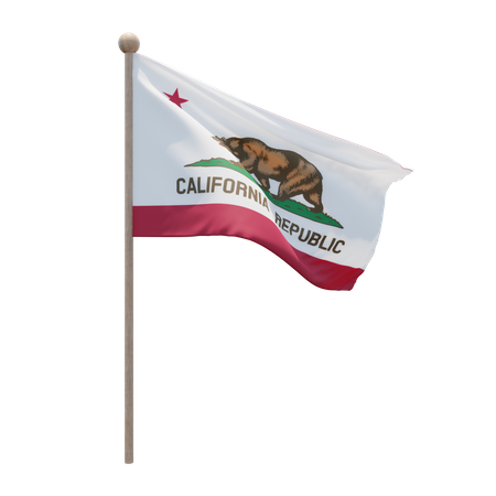 California Flag Pole  3D Flag