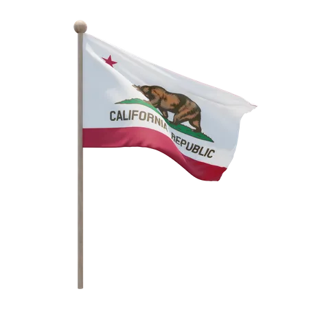 California Flag Pole  3D Flag