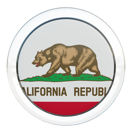 California Round Flag  3D Icon