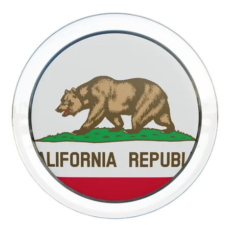California Round Flag  3D Icon