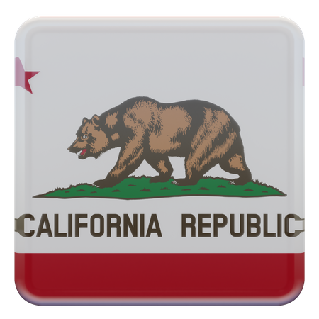 California Square Flag  3D Icon