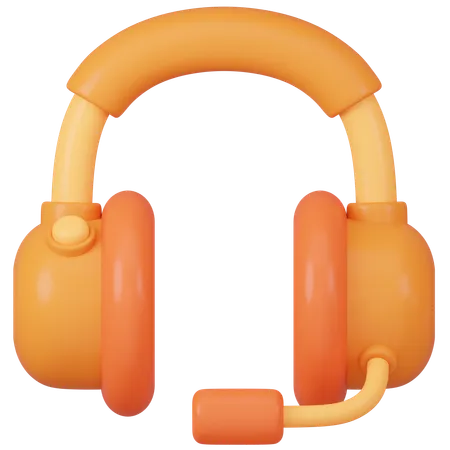 Orange Call Center Headset For Customer Support 3D Icon