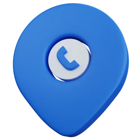 3 D Rendering Blue Pinpointer Map With Icon Call Phone Isolated 3D Icon