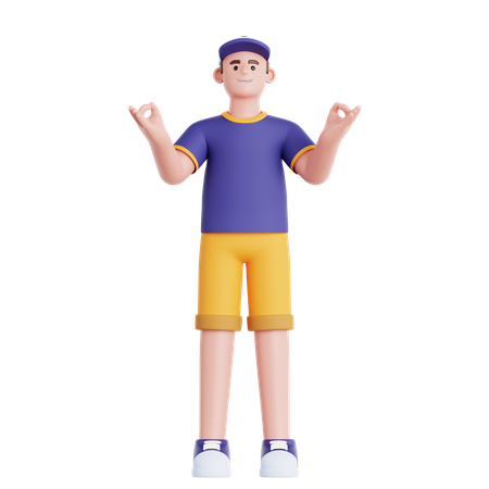 落ち着いた男性、リラックス  3D Illustration