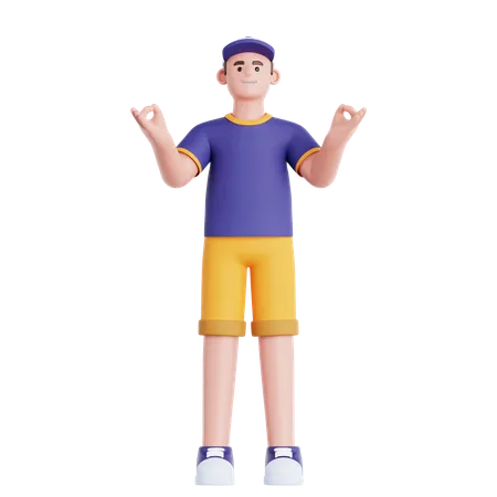 落ち着いた男性、リラックス  3D Illustration