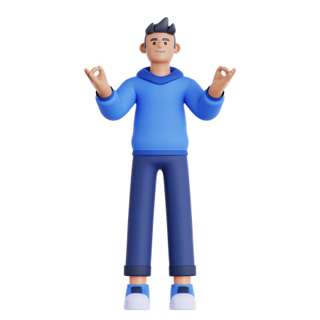 Calm Man Relaxing  3D Illustration