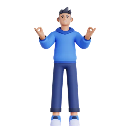 Calm Man Relaxing  3D Illustration