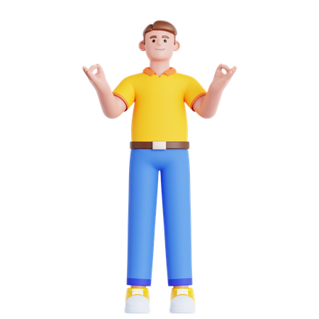 Calm Man Relaxing  3D Illustration