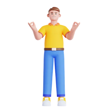 Calm Man Relaxing  3D Illustration