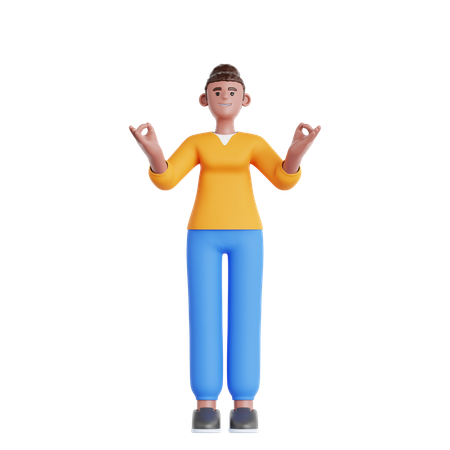 Calm Woman Relaxing  3D Icon
