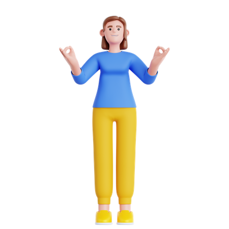 Calm Woman Relaxing  3D Illustration