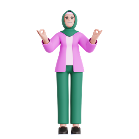 Calm Woman Relaxing  3D Illustration