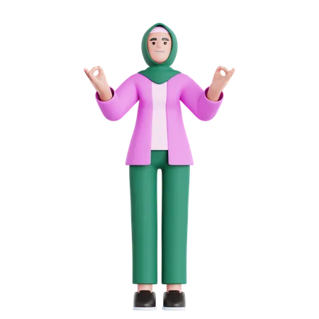 Calm Woman Relaxing  3D Illustration