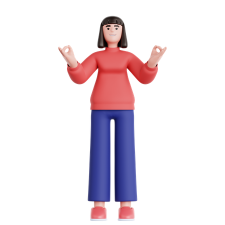 Calm Woman Relaxing  3D Illustration