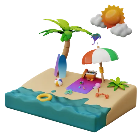 Calma à beira-mar  3D Illustration