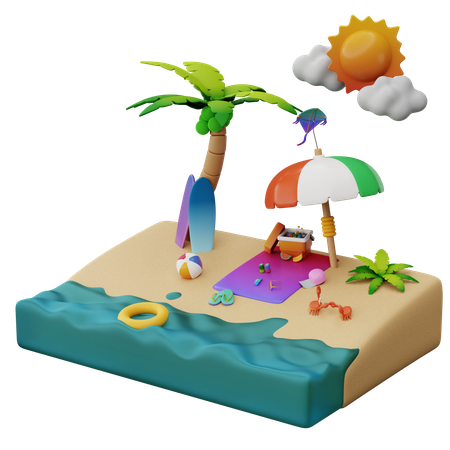 Calme en bord de mer  3D Illustration