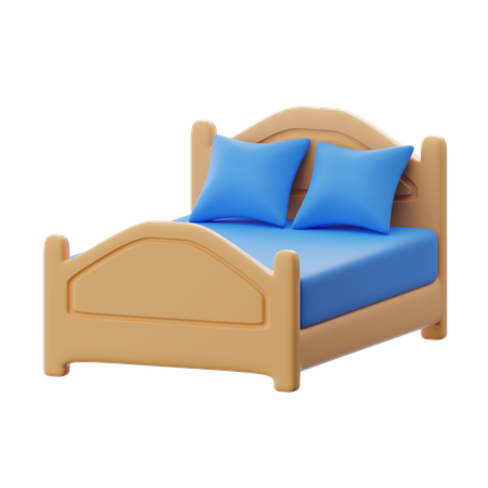 Cama con almohadas  3D Icon
