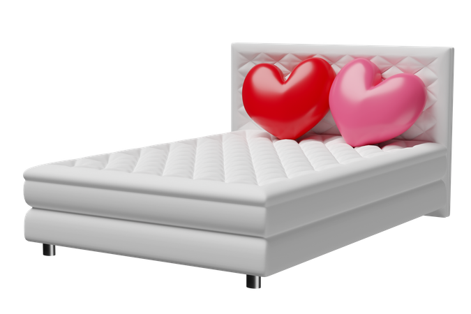 Cama con almohadas dobles  3D Icon