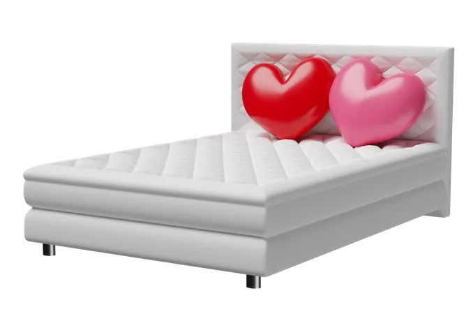 Cama con almohadas dobles  3D Icon