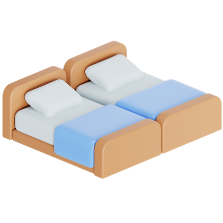 Cama doble  3D Icon