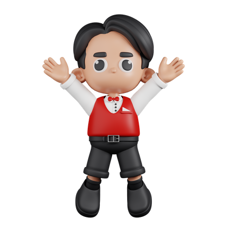 Camarera haciendo celebración de salto  3D Icon