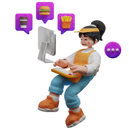 Camarero de restaurante confirmando pedido en línea  3D Icon