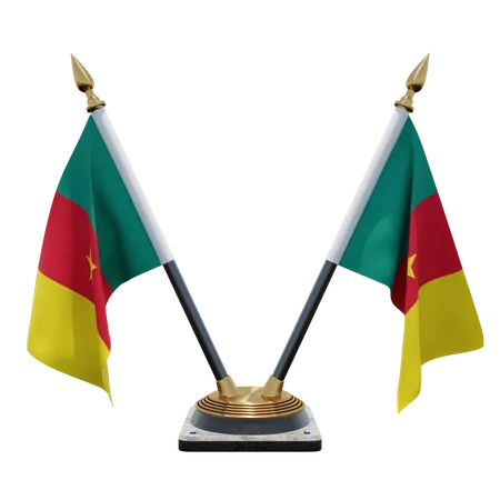 Suporte de bandeira de mesa dupla dos Camarões  3D Flag