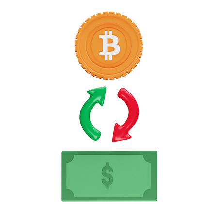 Cambiar bitcoin a dolar  3D Illustration