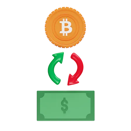 Cambiar bitcoin a dolar  3D Illustration