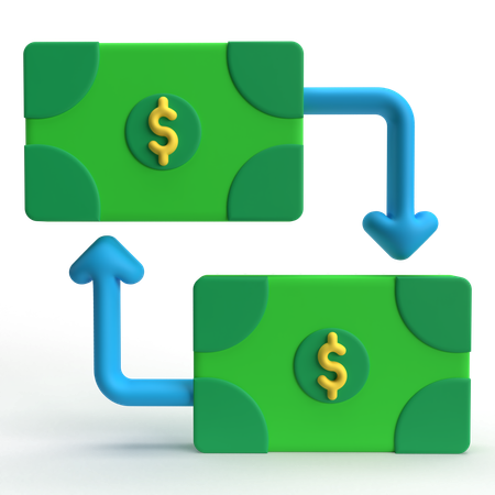 Cambio de billetes de banco  3D Icon
