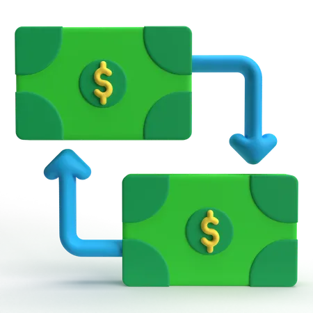 Cambio de billetes de banco  3D Icon