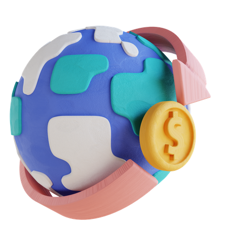 Cambio de dinero mundial  3D Illustration