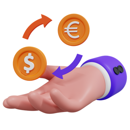 Cambio de dinero a mano  3D Icon