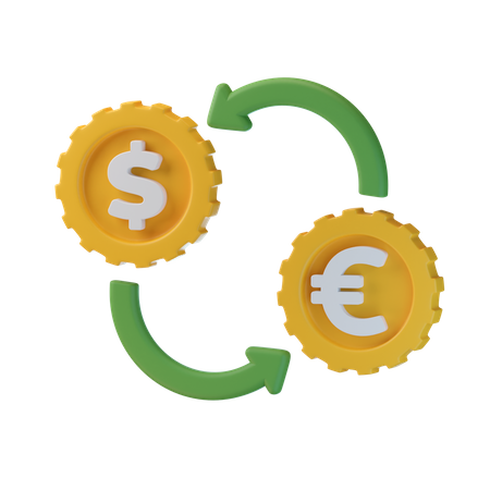Cambio de dolar a euro  3D Icon