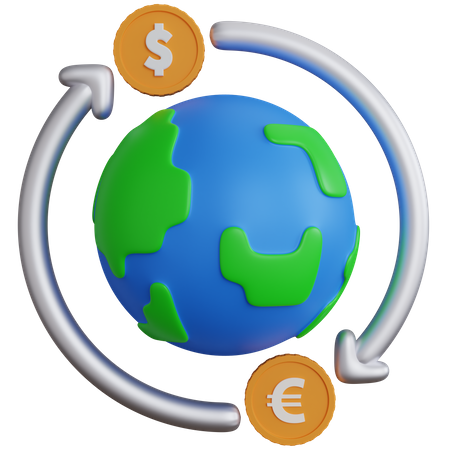 Cambio de moneda internacional  3D Icon